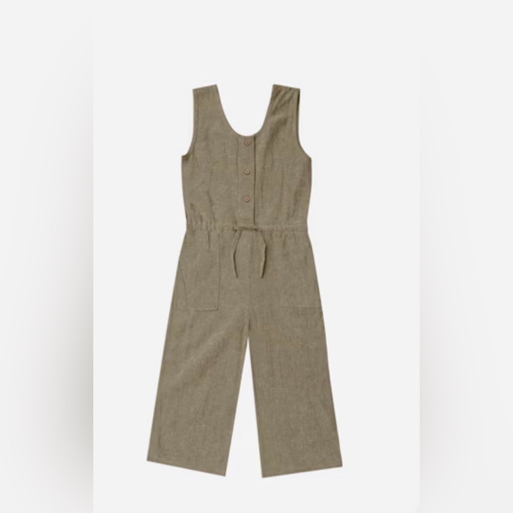 Rylee + Cru Charlie Jumpsuit with Button Detail in Olive